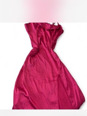 Forever 21 Fuchsia Satin Slip Maxi Dress with Side Slit